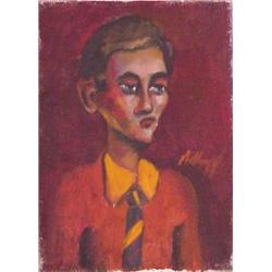 John Mellencamp (20th Century) American, PORTRAIT OF YOUNG MAN, oil painting on canvas, 14 x 10...