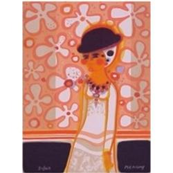 Fredrick Menguy (b. 1927) French, GIRL WITH HAT, color lithograph, signed in pencil, the number...