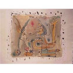 after Joan Miro (1893-1983) Spanish, APRES L' OLAGE, c. 1960, color lithograph, signed in penci...