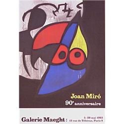Joan Miro (1893-1983) Spanish, JOAN MIRO 90th ANNIVERSAIRE, 1983, color lithograph poster, sign...