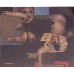 Montagnes (20th Century), UNTITLED, color pastel on paper, 11 1/2 x 14", signed. Starting bid $...