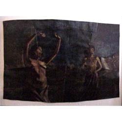 Jeff Robinson (20th Century) American, THE WATCHERS, 1992, oil painting on attached paper panel...