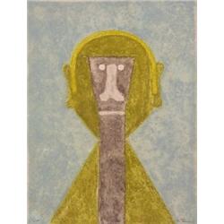 Rufino Tamayo (1899-1991) Mexican, YELLOW FIGURE WITH GREY, color etching, signed in pencil, th...