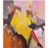 Image 1 : Itzchak Tarkay (b. 1935) Yugoslavian/Israeli, SEATED WOMAN IN YELLOW, color screenprint, signed...