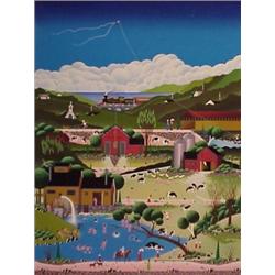 Nubuo Watanabe (20th Century) Japanese, SKINNY DIPPING, color screenprint, signed in pencil, nu...