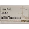 Image 3 : 1922 PEACE SILVER DOLLAR NGC MS63