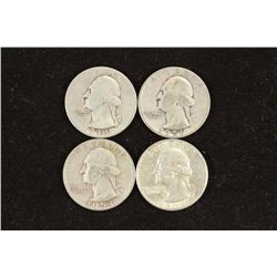 1944,51,53 & 64-D WASHINGTON SILVER QUARTERS