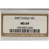 Image 3 : 2007 AMERICAN SILVER EAGLE NGC MS69