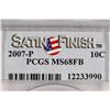 Image 3 : 2007-P ROOSEVELT DIME PCGS MS68FB SATIN FINISH