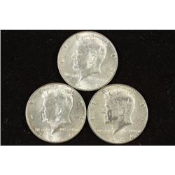 3-1964 90% SILVER KENNEDY HALF DOLLARS