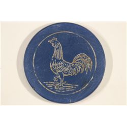 VINTAGE POKER CHIP BLUE AND WHITE WITH ENGRAVED