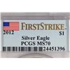 Image 3 : 2012 AMERICAN SILVER EAGLE PCGS MS70 1ST STRIKE