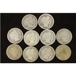 10 ASSORTED BARBER DIMES