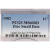 Image 3 : 1982 ZINC SMALL DATE LINCOLN CENT PCGS MS66RD