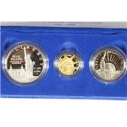 GOLD & SILVER 1986 STATUE OF LIBERTY 3 COIN PF SET