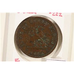 1854 BANK OF UPPER CANADA 1 PENNY BANK TOKEN