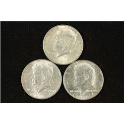 3-1964 90% SILVER KENNEDY HALF DOLLARS