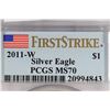 Image 3 : 2011-W AMERICAN SILVER EAGLE PCGS MS70 1ST STRIKE