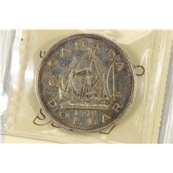 1949 CANADA SILVER DOLLAR ICCS AU50