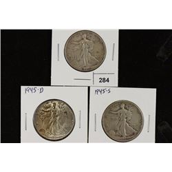 1945-P/D/S WALKING LIBERTY HALF DOLLARS