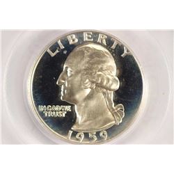 1959 WASHINGTON SILVER QUARTER PCGS PR67 CAM
