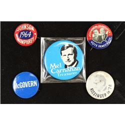 5 ASSORTED VINTAGE POLITCAL BUTTONS