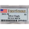 Image 3 : 2011-W AMERICAN SILVER EAGLE PCGS MS70