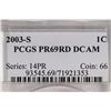 Image 3 : 2003-S LINCOLN CENT PCGS PR69RD DCAM
