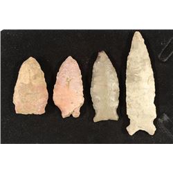4 ASSORTED 2"-3 1/2" STONE ARROWHEADS