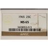 Image 3 : 1965 WASHINGTON SILVER QUARTER NGC MS65