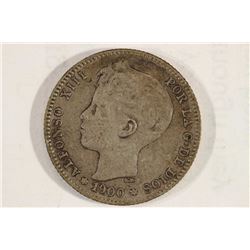 1900 SMV SPAIN SILVER 1 PESETA