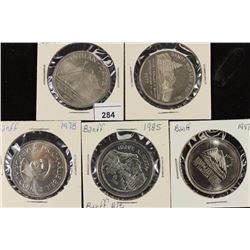 1972,77,78,85 & 97 CANADA BANFF TRADE DOLLARS UNC