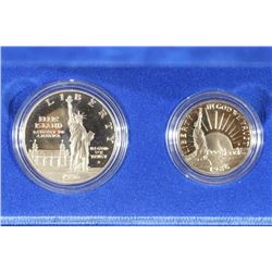 1986-S STATUE OF LIBERTY 2 COIN PROOF SET