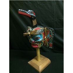 SIGNED HAND CARVED NATIVE ART MASK RAVEN RATTLE BY JIMMY JOSEPH