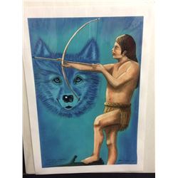 SIGNED & NUMBERED NATIVE ART PRINT "WOLF SPIRIT" BY STAN GREENE 11/100