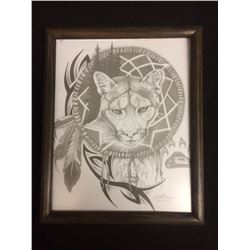 2014 SIGNED FRAMED NATIVE ART BY HUBERT BILLY