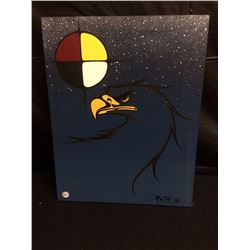SIGNED NATIVE ART ON CANVAS BY PETE