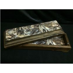 SOLID WOOD BOX W/ WOLVES SCREENPRINT