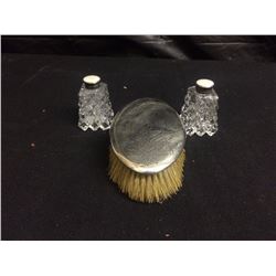 CRYSTAL SALT & PEPPER SHAKERS W/ STERLING SILVER TOPS
