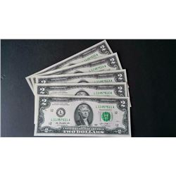 TWO DOLLAR USA UNCIRCULATED SEQUENTIAL SERIAL NOTES