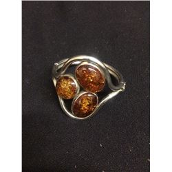 SILVER & RAW AMBER BRACELET