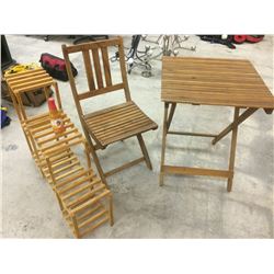 OUTDOOR PATIO CHAIR, TABLE & STAND LOT