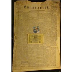 Newspaper January 1st, 1867  Emigranten  Madison, Wisconsin, most of which is written in German; & a