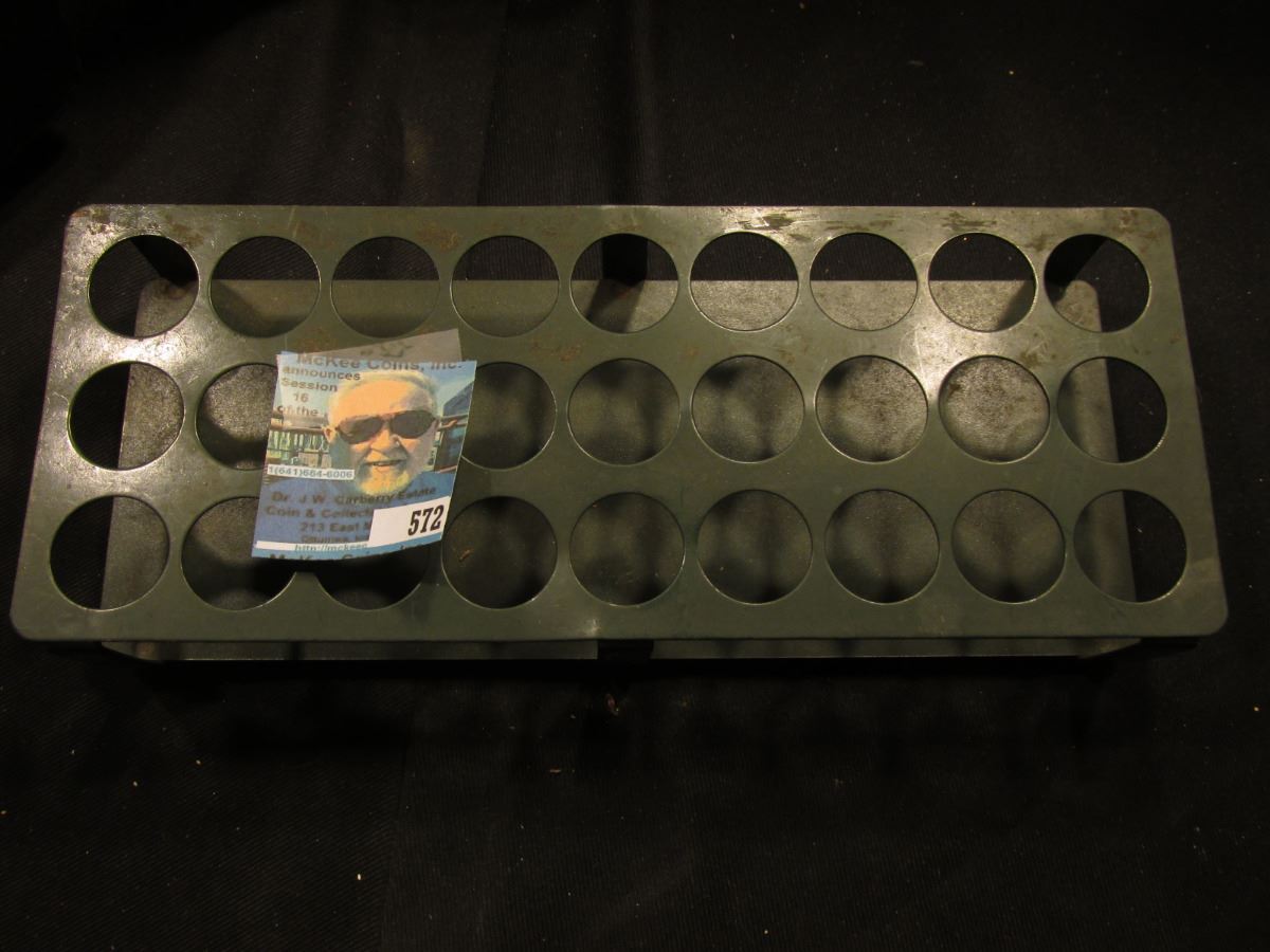 Coin Roll Rack 27- Quarter Rolls Coin Sorting metal rack. Used.