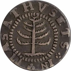 Massachusetts Pine Tree Shilling. Small planchet. Noe-29 (R.6). Reverse punctuated with colons. VF35