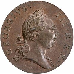 1773 Virginia copper Halfpenny. Period after GEORGIVS. MS63 BN PCGS.