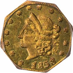 1853 F.D. Octagonal 50 Cents, BG-302. Die State I (perfect dies, clear repunching on 50 and T), Eagl