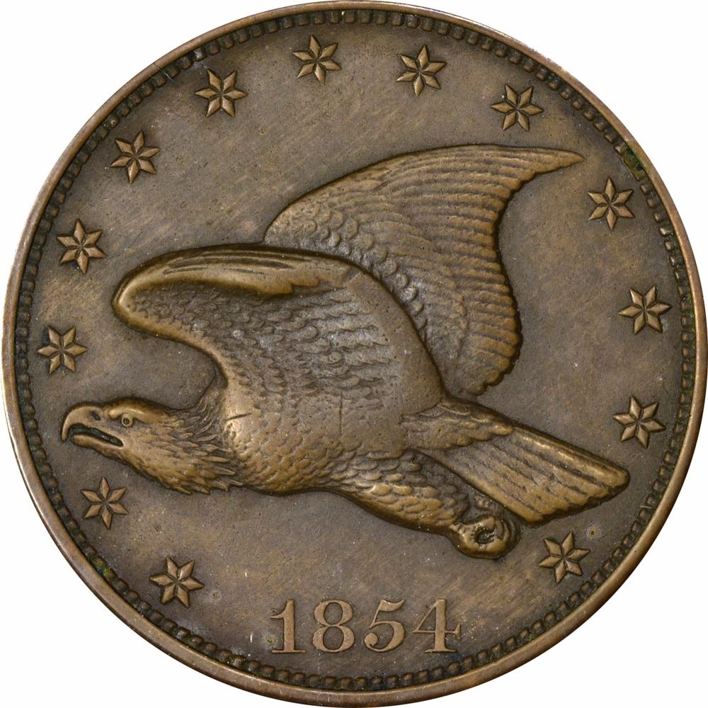 1854 Large Flying Eagle cent. J165B. P191. SPT4. Rarity 7. PR62BN