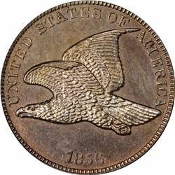 1856 Flying Eagle cent, Ornamental shield. J-184. P-220. S-PT1a. R6. PR61 PCGS (PS), OGH. Proof (10: