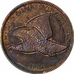 1856 Flying Eagle cent, Ornamental shield. J-185. P-221. S-PT1b. R7. PR64BN PCGS (PS), 1st. Gen hold